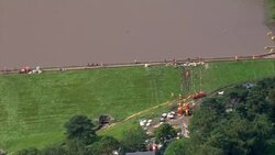 Aerial shots of emergency services at Whaley Bridge dam News Clip
