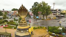 Aerial shot of E-san landmark of Mekong River at Nakhon Phanom, North east in Thailand. Concept of: power, adventure, nature and water. Stock Footage