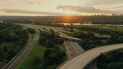 Aerial Shot Sunrise Intersection Highway 4k Stock Footage