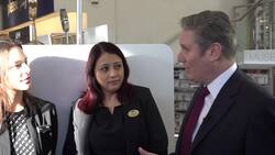 Labour leader Sir Keir Starmer visits a pharmacy in north London News Clip