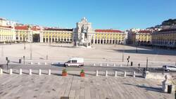 Aerials of almost empty central Lisbon Instructional Video