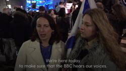Protesters brand the BBC 'the British Biased Association' after not calling Hamas terrorists News Clip