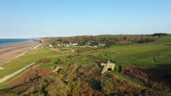 Lost Strongholds: Drone Journey Over Abandoned War Bunkers Stock Footage