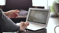 Online shopping with Laptop Stock Footage