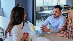 Relaxed job interview in the office Stock Footage