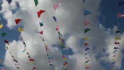 Carnival celebrate banner party flags Stock Footage