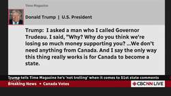 Trump 'not trolling' when he says Canada should be a 51st state, he tells Time News Clip