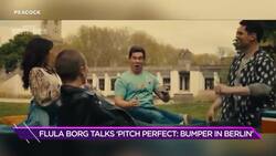 Flula Borg Dishes on 'Pitch Perfect: Bumper in Berlin' News Clip