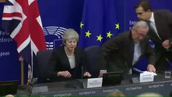 Jean-Claude Juncker and Theresa May attend news conference News Clip