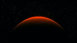 Sunrise over red planet from space with galaxy star Stock Footage