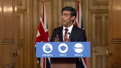 Chancellor Rishi Sunak answering questions from media after delivering jobs plan News Clip