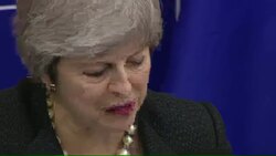 Jean-Claude Juncker and Theresa May attend news conference News Clip