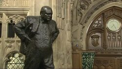 Statues of former Prime Ministers inside the Houses of Parliament chamber News Clip