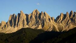 aerial view of famous Mount Geissler Spitzen in Val di Funes Stock Footage