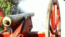 Civil War in the US - shot of an old cannon (slow motion) Stock Footage