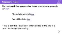 Sentences in the progressive present, past and future tense Instructional Video