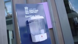 COVID19 signs in the Rose Bowl Cricket Ground News Clip