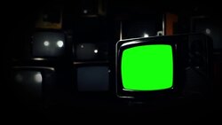 80S Tv With Green Screen. Gold Rush Tone. Stock Footage