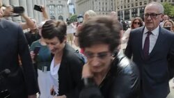 Kevin Maxwell, flanked by his twin sisters Christine and Isabel leave court after Ghislaine Maxwell is sentenced to 20 years for helping Epstein News Clip
