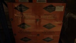 Workers moving pallets at cold storage warehouse News Clip