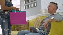 Wife Send Gift To Her Husband Stock Footage