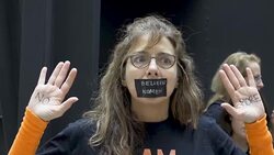 ANTI–Brett Kavanaugh – Demonstrators on day of hearing with his accuser Dr. Christine Blasey Ford Stock Footage