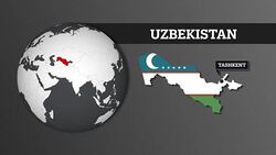 Earth Sphere Map and Uzbekistan Country Map with National Flag Stock Footage