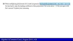 Regents Exam: Algebra I August 2016 (Problem 28 of 37) Instructional Video
