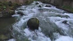 Fast rocky river flowing in Caucasian mountains in Kutaisi, travel to Georgia Stock Footage