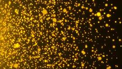 Many abstract small gold particles in space, computer generated abstract background Stock Footage