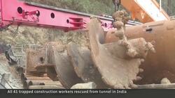 41 trapped Indian tunnel workers emerge to cheers from rescuers News Clip