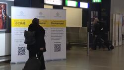 CLEAN : Signs at Stockholm's Arlanda airport advise travellers over new coronavirus News Clip