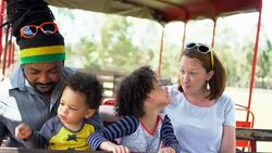 A family with two children visited an organic farm Stock Footage