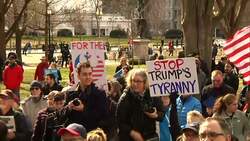 Protesters accuse Trump of 'fake' Nat'l emergency Instructional Video