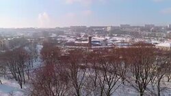 The aerial drone view on the city square. Stock Footage
