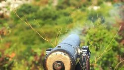 shot of a cannon from the times of the US Civil War Stock Footage