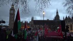Protest outside parliament as MPs debate calls for a ceasefire in Gaza News Clip