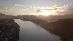 Mekong River at Sunset Stock Footage