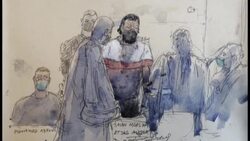 CLEAN : 13 November attacks trial: sketches of Salah Abdeslam on second day News Clip