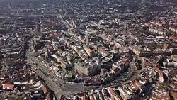 Aerial panorama of old town Sopron, Hungary. Stock Footage