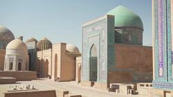 Drone Journey Over Samarkand: The Silk Road’s Blue City Stock Footage