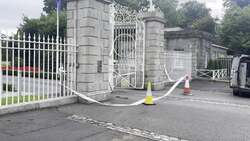 Clips of damages as vehicle hits gates at Irish Government Buildings News Clip