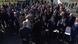 Theresa May and Emmanuel Macron meeting D-Day veterans News Clip