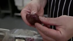 A chef handles various peices of offal in a commerical kitchen. Stock Footage