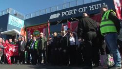 Union leaders addressing P&O protesters in Hull News Clip