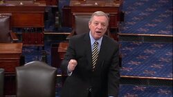 Senator Durbin attacks McConnell for threat to plow through Kavanaugh confirmation to Supreme Court Stock Footage