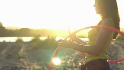 girl with Hoop in nature Stock Footage