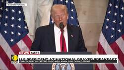 US President Donald Trump speaks at the 2025 National Prayer Breakfast Instructional Video