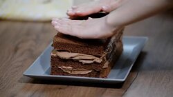 Making chocolate cake with prunes. Stock Footage