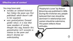 Effective context: Victorian poems in the 'Love and Relationships' anthology Instructional Video